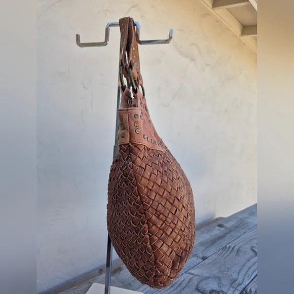 Fossil Vintage Woven Leather Satchel in Cognac Brown - Picture 5 of 9